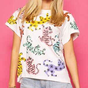 QUEEN OF SPARKLES Multicolor Tiger Print Tee